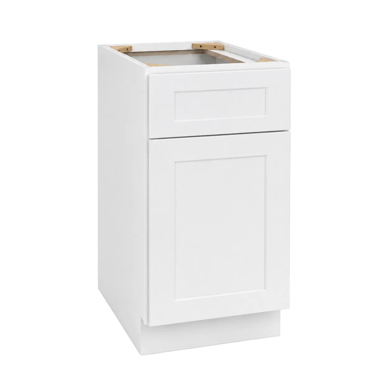 Vita Cabinetry Base · Single Door & Drawer (B12, B15, B18) — 5/8″ Grade A plywood construction, dovetail drawers, soft-close hardware