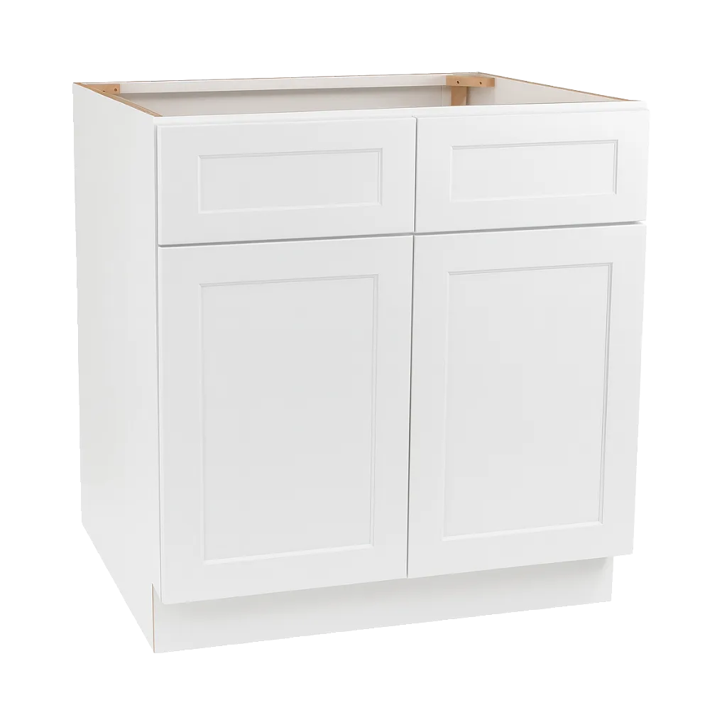 Vita Cabinetry Base · Double Door & Double Drawer (B33, B36) — 5/8″ Grade A plywood construction, dovetail drawers, soft-close hardware