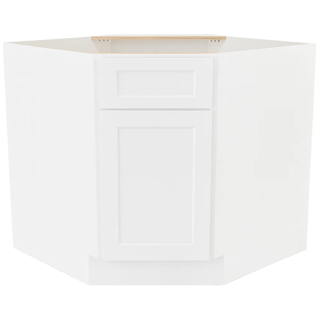 Vita Cabinetry Corner Sink Base (CSB36) — 5/8″ Grade A plywood construction, dovetail drawers, soft-close hardware