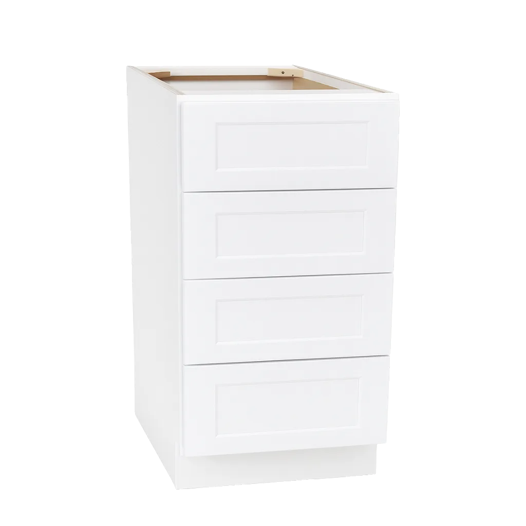 Vita Cabinetry Four Drawer Base (DB18-4) — 5/8″ Grade A plywood construction, dovetail drawers, soft-close hardware