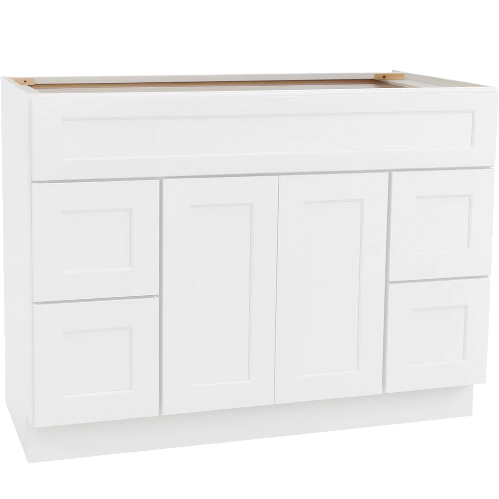 Vita Cabinetry Vanity Sink Base · 48″ (VSB48) — 5/8″ Grade A plywood construction, dovetail drawers, soft-close hardware