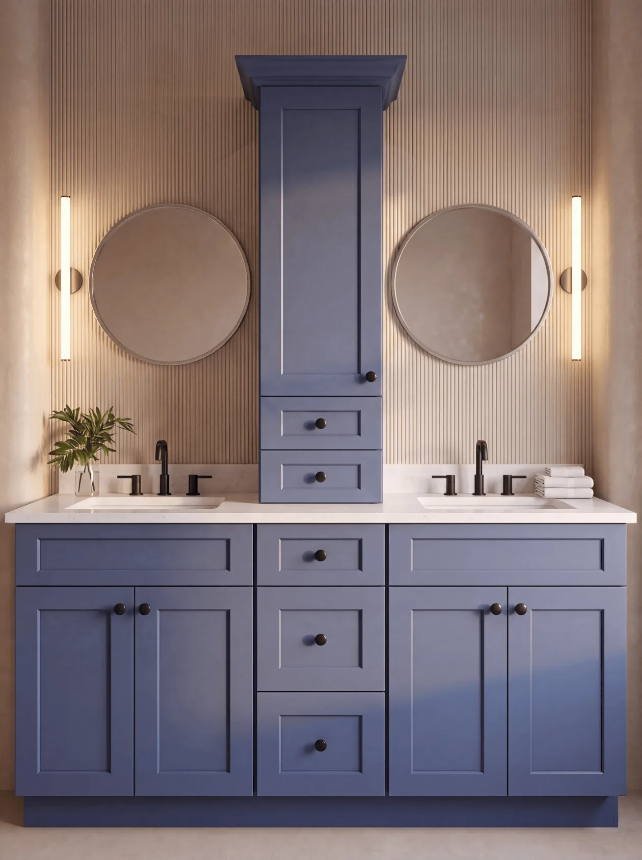 Double Suite with Tower bathroom vanity — Vita Cabinetry